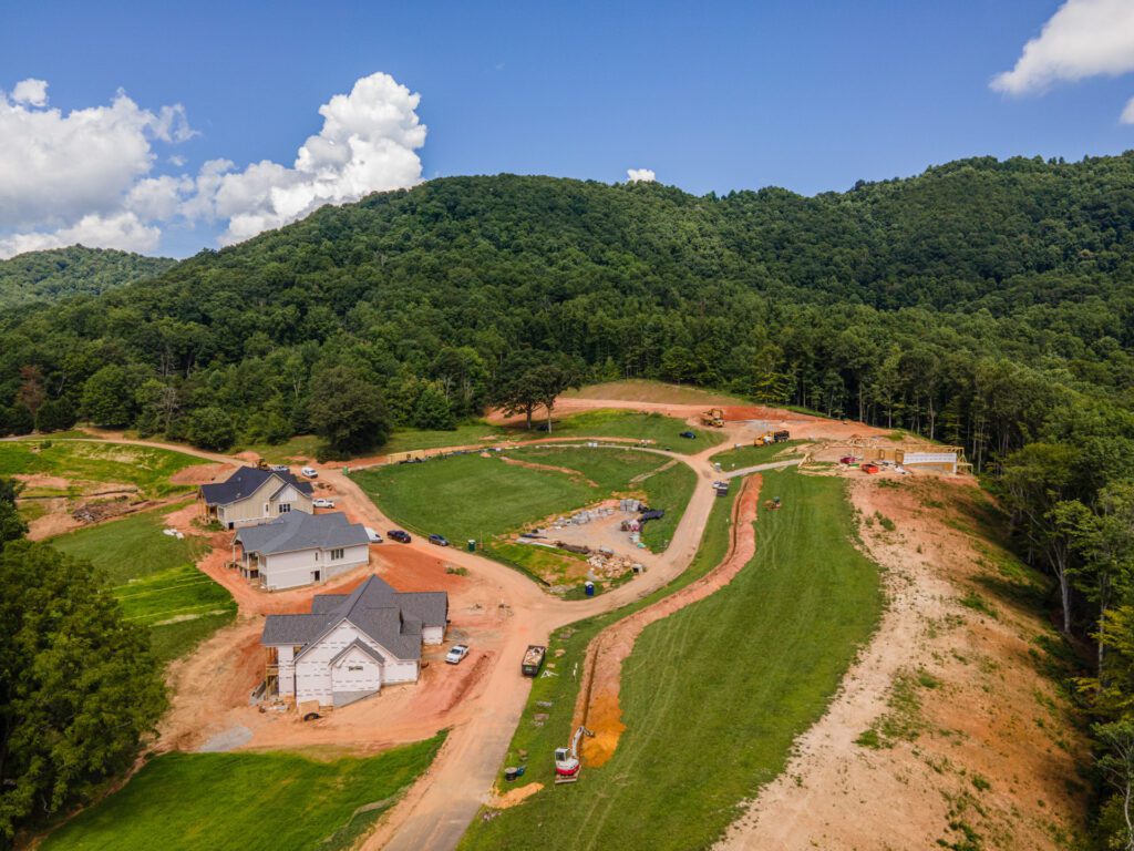 Aerial View New Homes for Sale in Candler, NC. Stone Ridge. Real