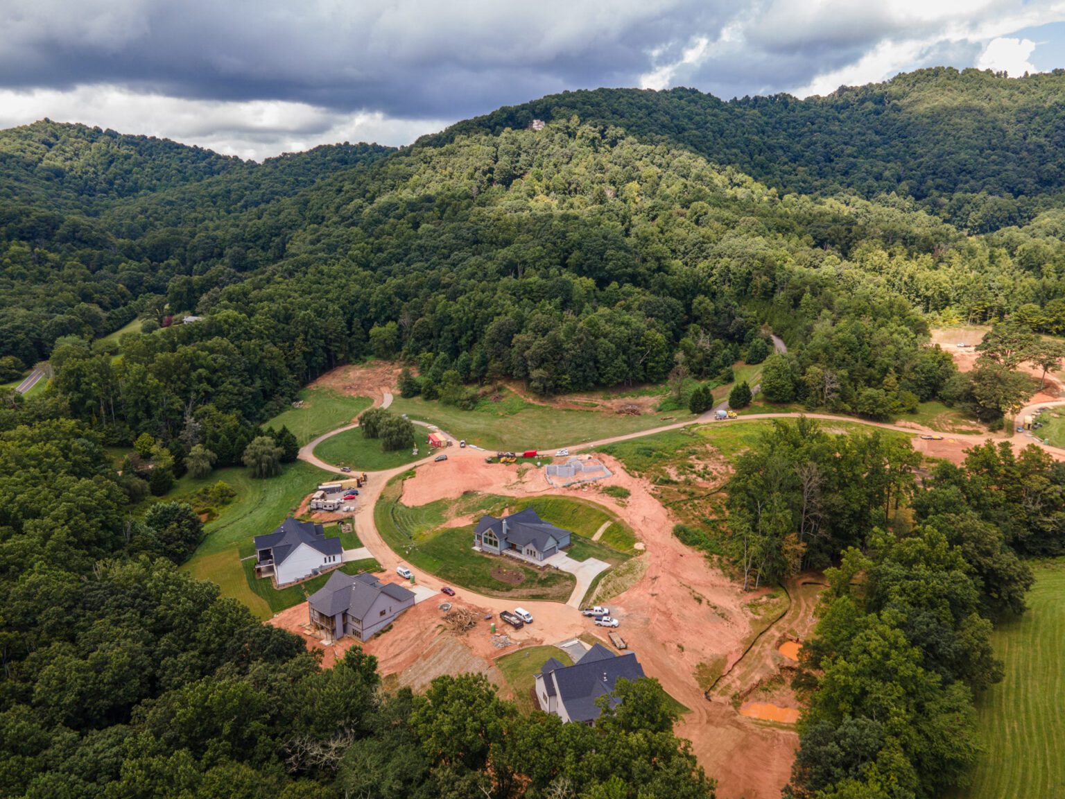 Aerial View New Homes for Sale in Candler, NC. Stone Ridge. Real
