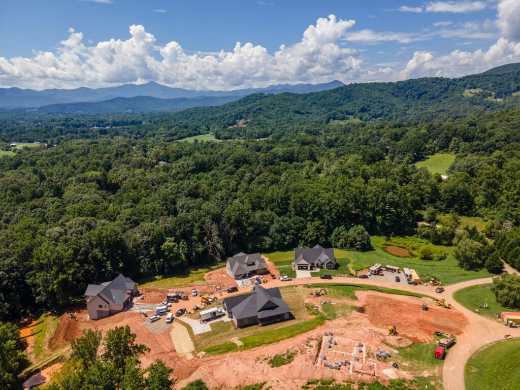 Aerial View New Homes for Sale in Candler, NC. Stone Ridge. Real