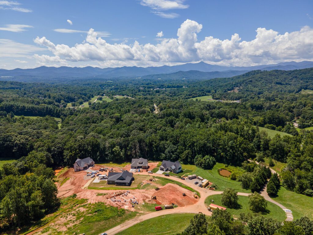 Aerial View New Homes for Sale in Candler, NC. Stone Ridge. Real