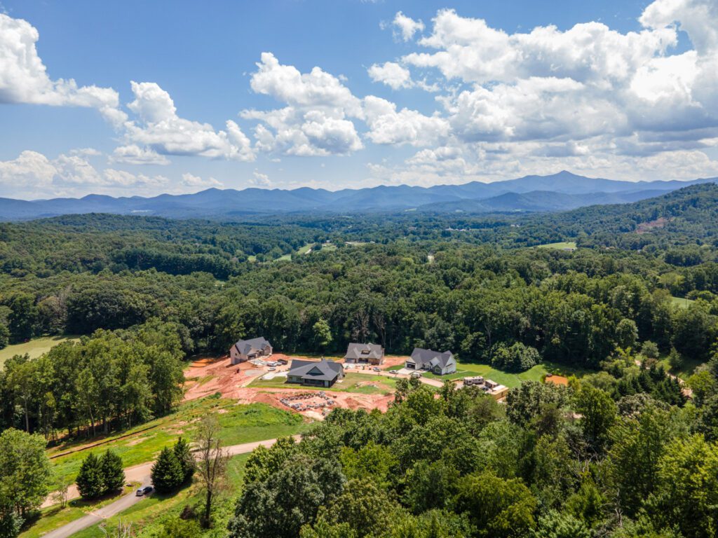 Aerial View New Homes for Sale in Candler, NC. Stone Ridge. Real